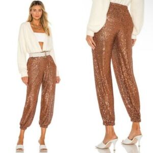 Free People Morelia Sequin Jogger Pants Bronze